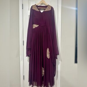 Elegant Burgundy Evening Gown